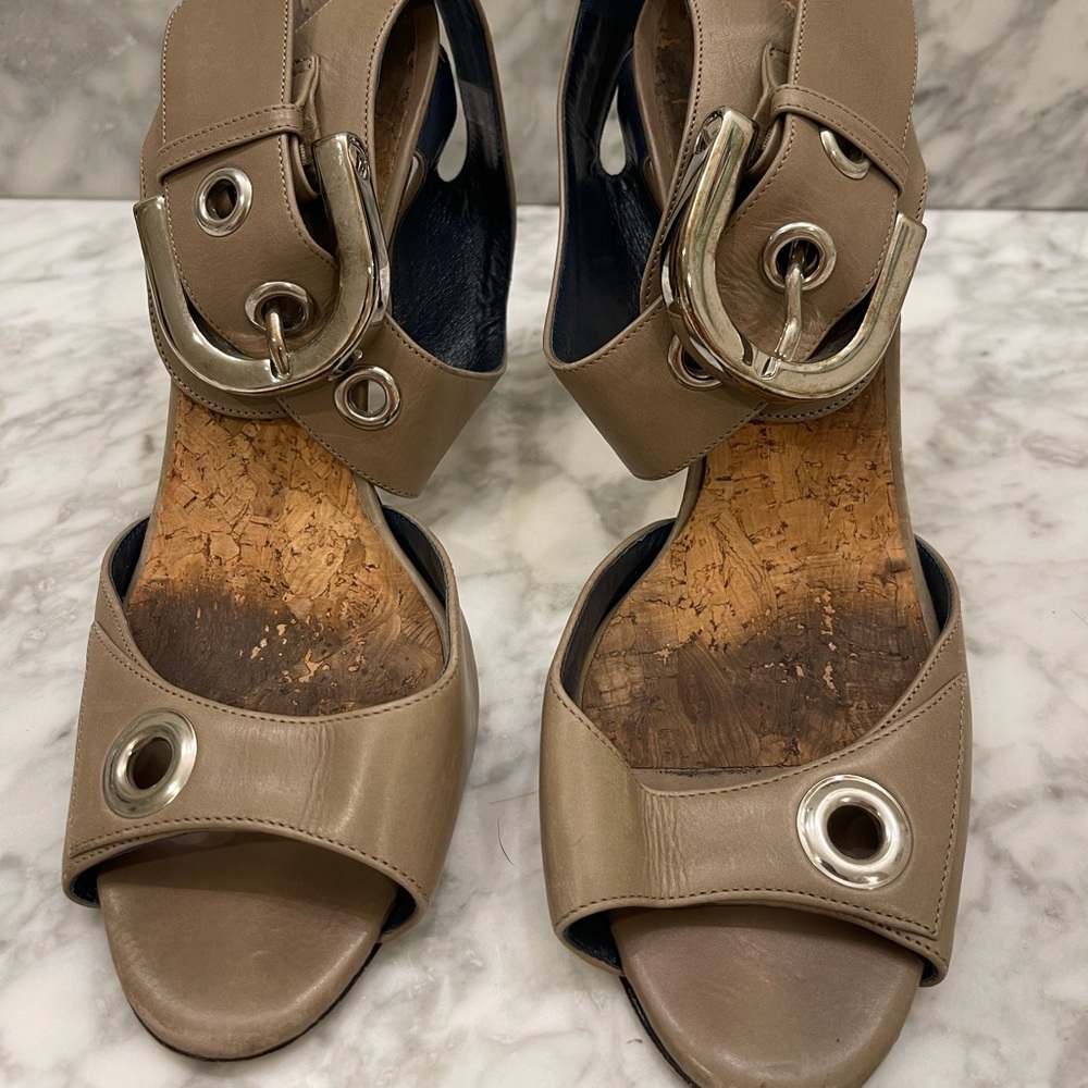 Manolo Blahnik Leather Buckle Sandal